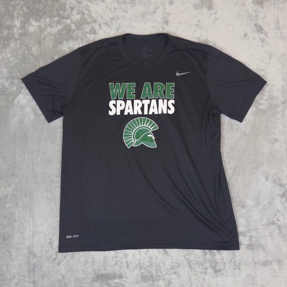 Nike T-Shirt Mens XL Black Michigan State Spartans Dri-Fit 727982-010 NCAA Tee